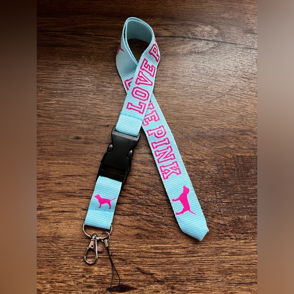 LOVE PINK Victoria Secret Detachable Lanyard light baby blue and pink - Picture 2 of 6
